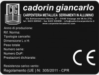 Targhetta marcatura CE Cancelli - Studio targhette a Laser
